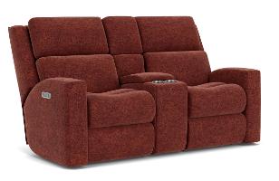 Flexsteel Score Power Reclining Loveseat with Console