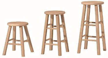 Whitewood Round-Top Stool