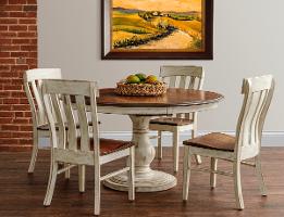 True Wood Raleigh Round Table and Side Chairs