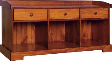 Keystone Triple Cubby Bench With Drawers